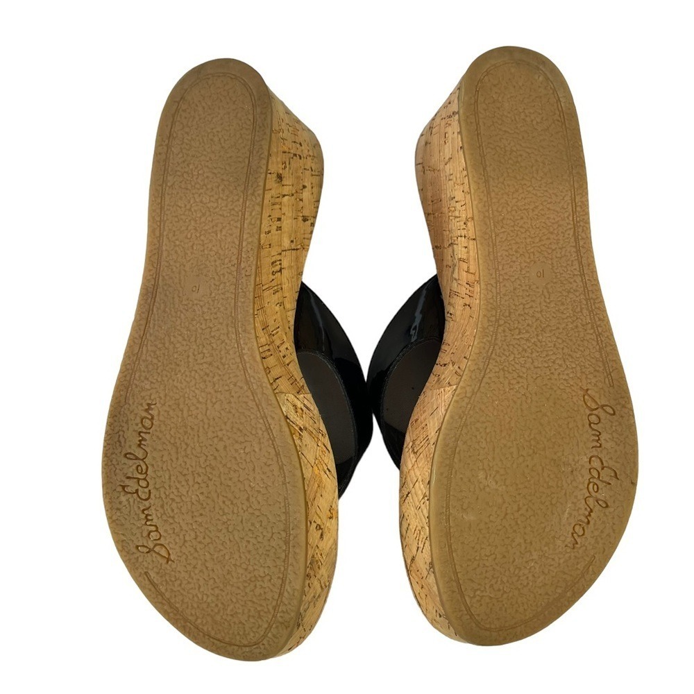 Sam Edelman Sandals Womens Size 10 Romy Black Cork Platform Wedge - Picture 9 of 10